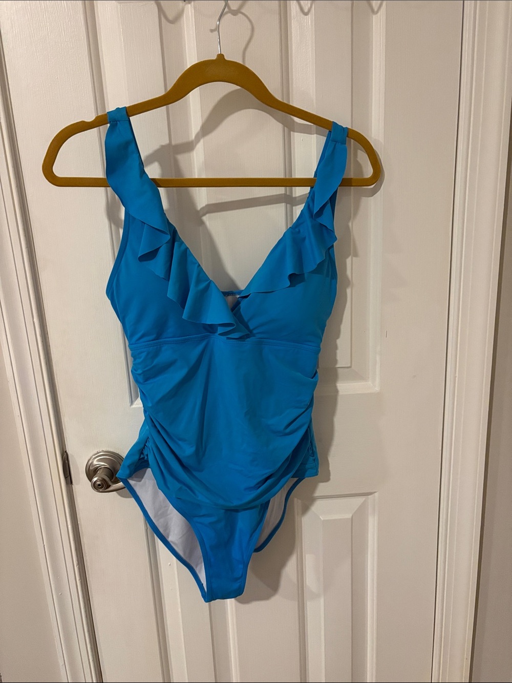 DAVI & DANI Bright Turquoise Ruffle One-Piece Swimsuit